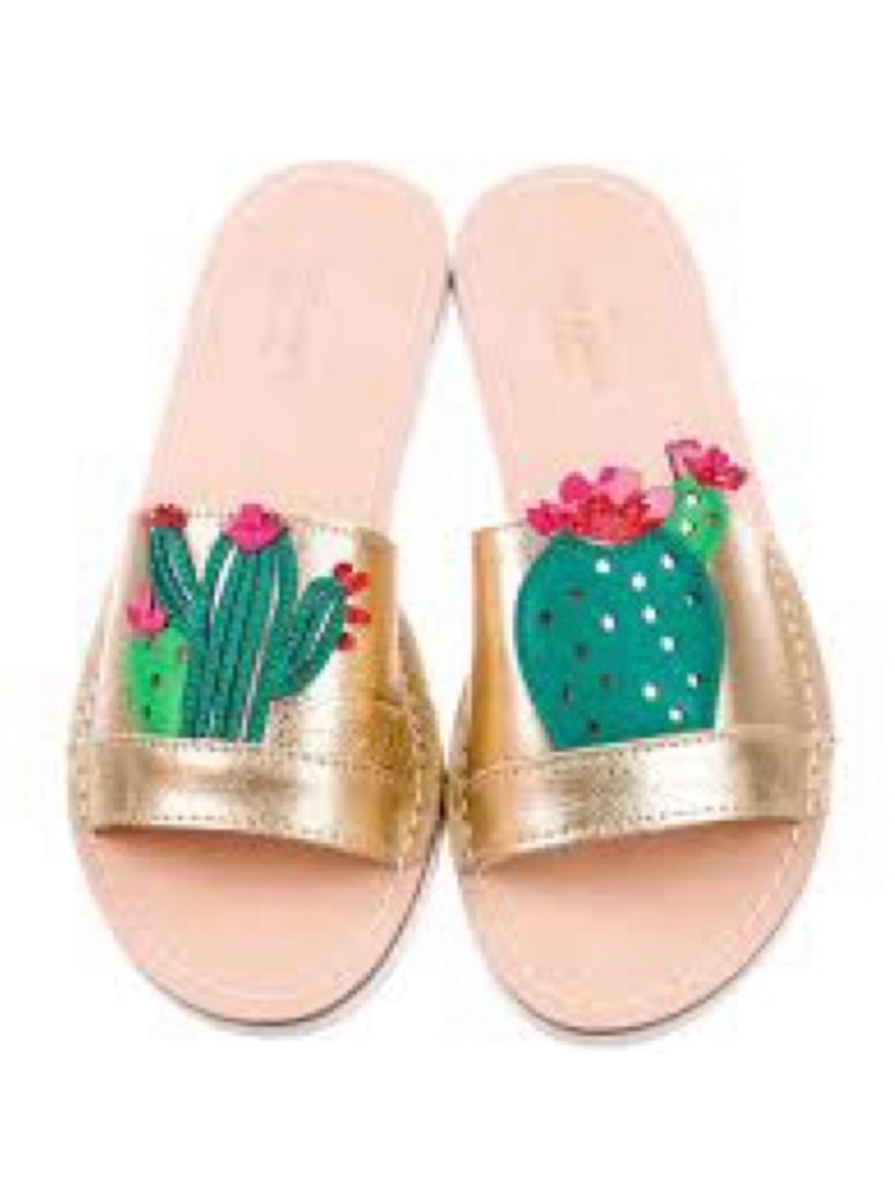 Kate Spade Iquana cactus gold slide sandals
